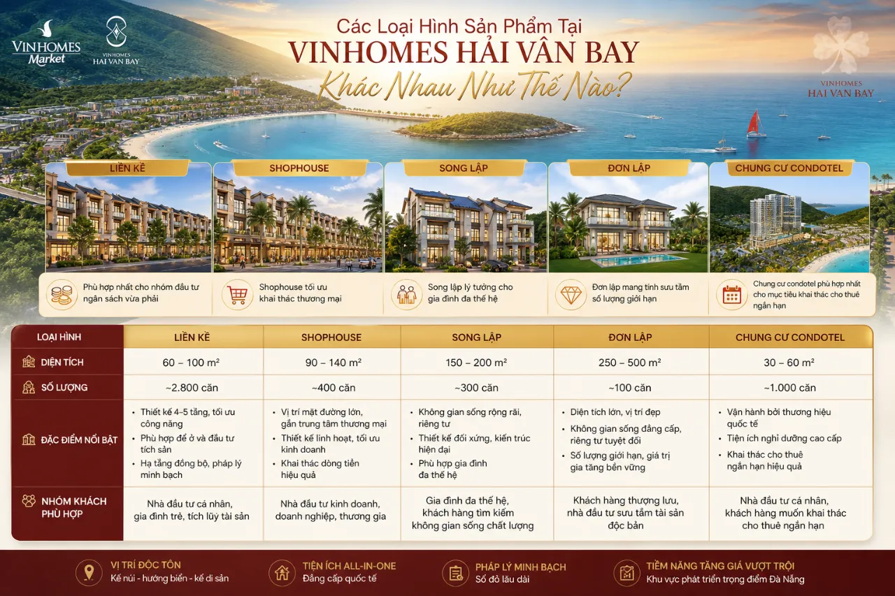Các Loại Hình Sản Phẩm Tại Vinhomes Hải Vân Bay Khác Nhau Như Thế Nào?