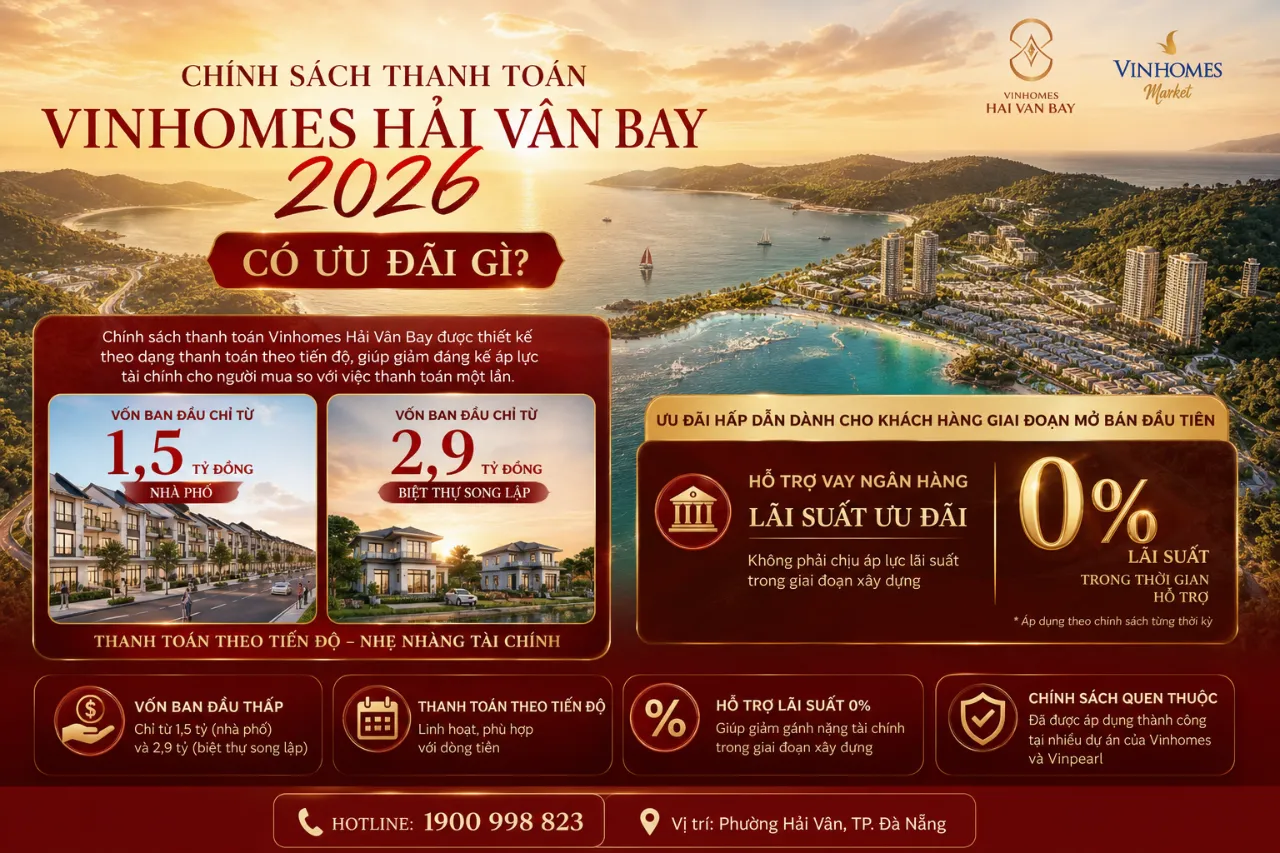 Chính Sách Thanh Toán Vinhomes Hải Vân Bay 2026 Có Ưu Đãi Gì?