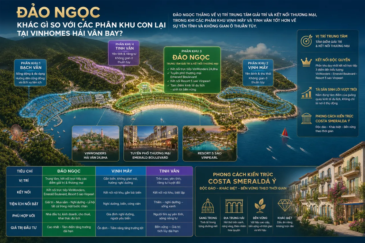 Đảo Ngọc Khác Gì So Với Các Phân Khu Còn Lại Tại Vinhomes Hải Vân Bay?