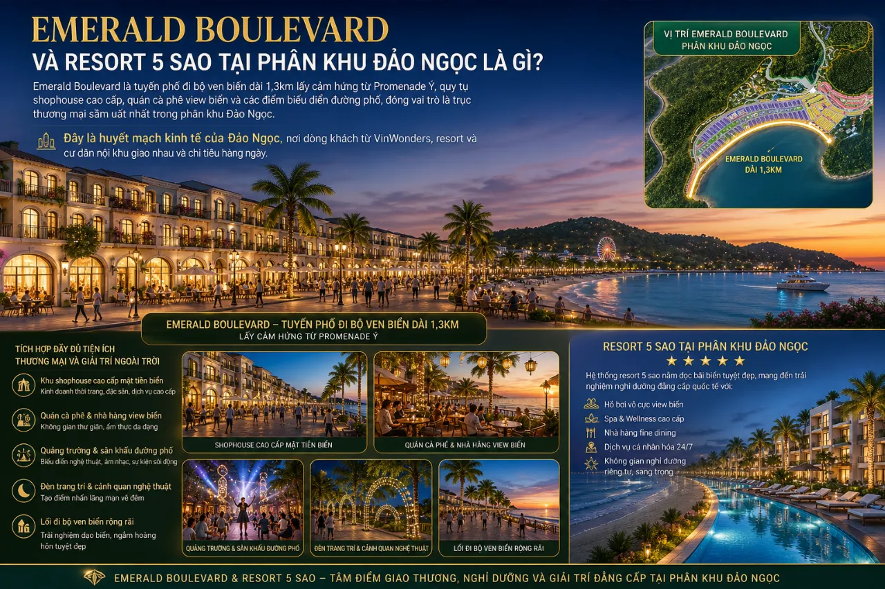 Emerald Boulevard Và Resort 5 Sao Tại Phân Khu Đảo Ngọc Là Gì?
