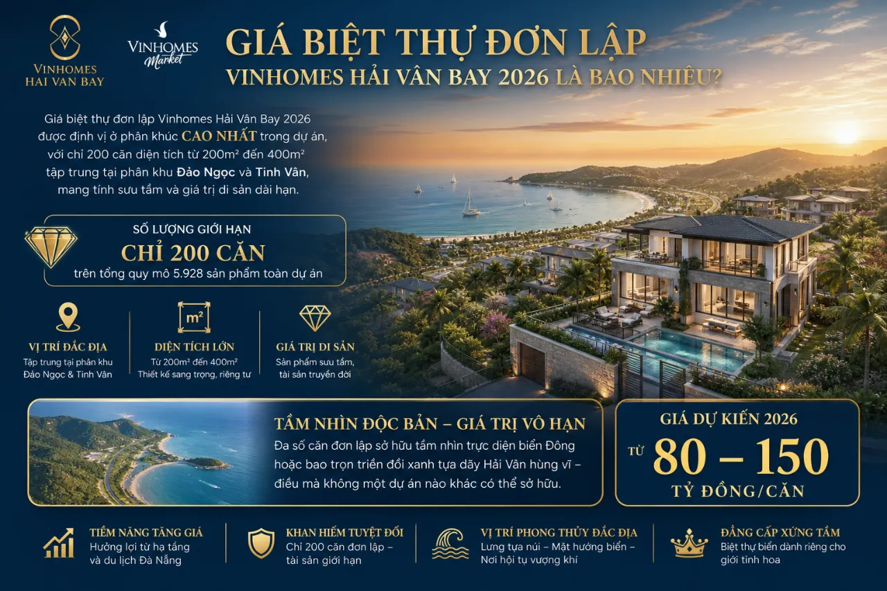 Giá Biệt Thự Đơn Lập Vinhomes Hải Vân Bay 2026 Là Bao Nhiêu?