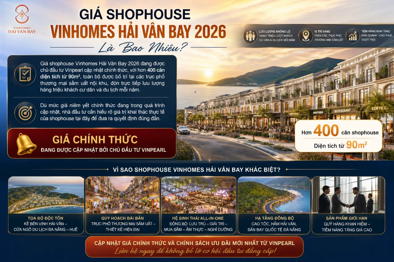 Giá Shophouse Vinhomes Hải Vân Bay 2026 Là Bao Nhiêu?