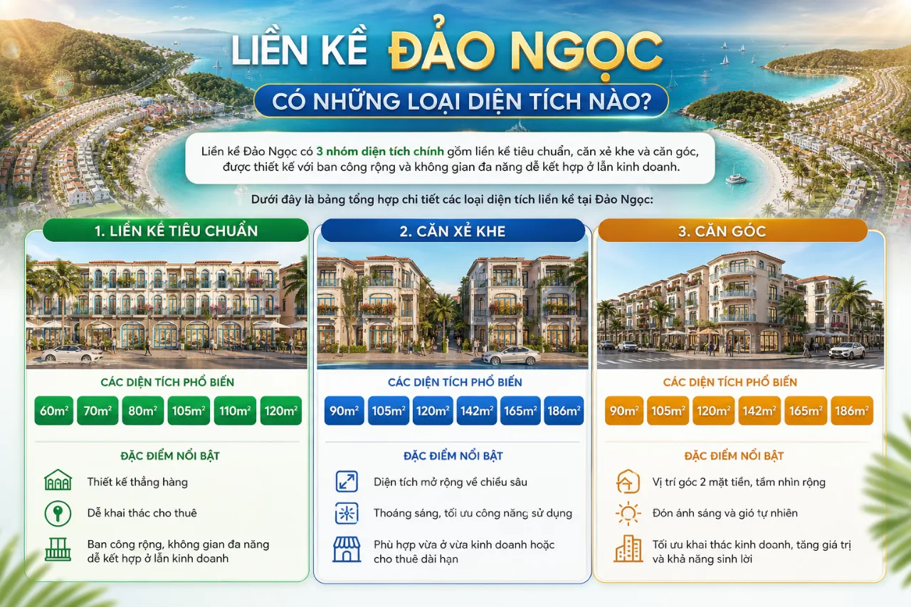 Liền Kề Đảo Ngọc Có Những Loại Diện Tích Nào?
