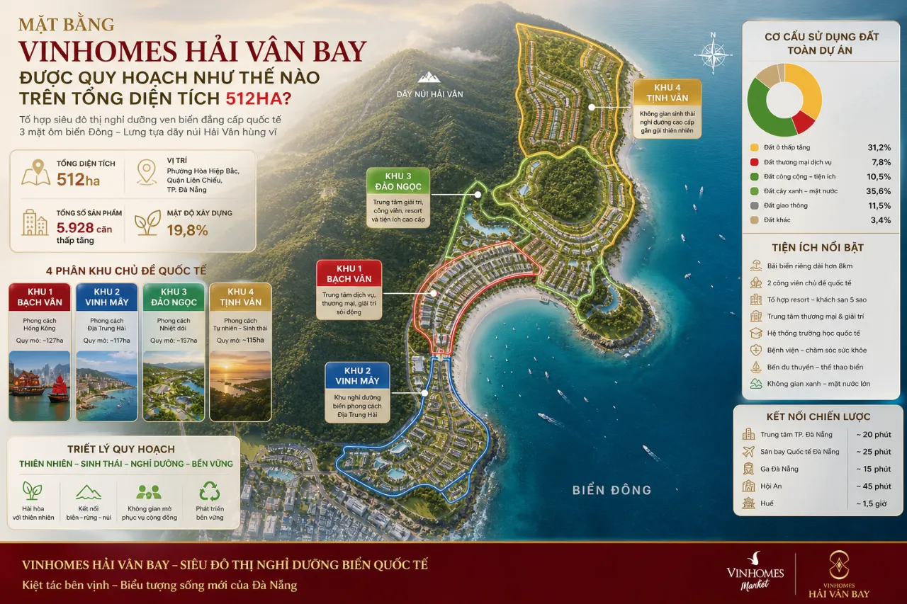 Mặt Bằng Vinhomes Hải Vân Bay Được Quy Hoạch Như Thế Nào Trên Tổng Diện Tích 512ha?