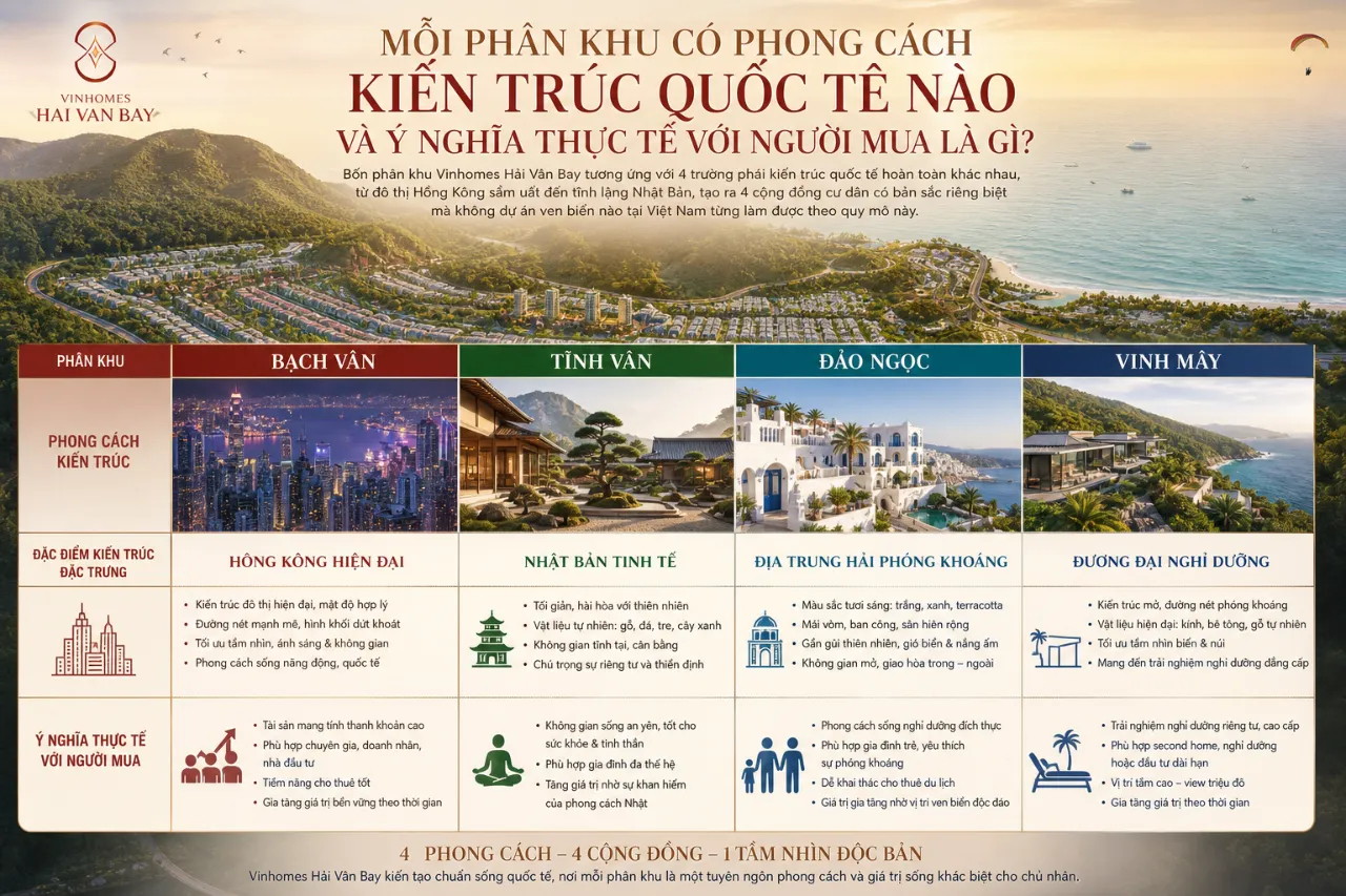 Mỗi Phân Khu Có Phong Cách Kiến Trúc Quốc Tế Nào Và Ý Nghĩa Thực Tế Với Người Mua Là Gì?