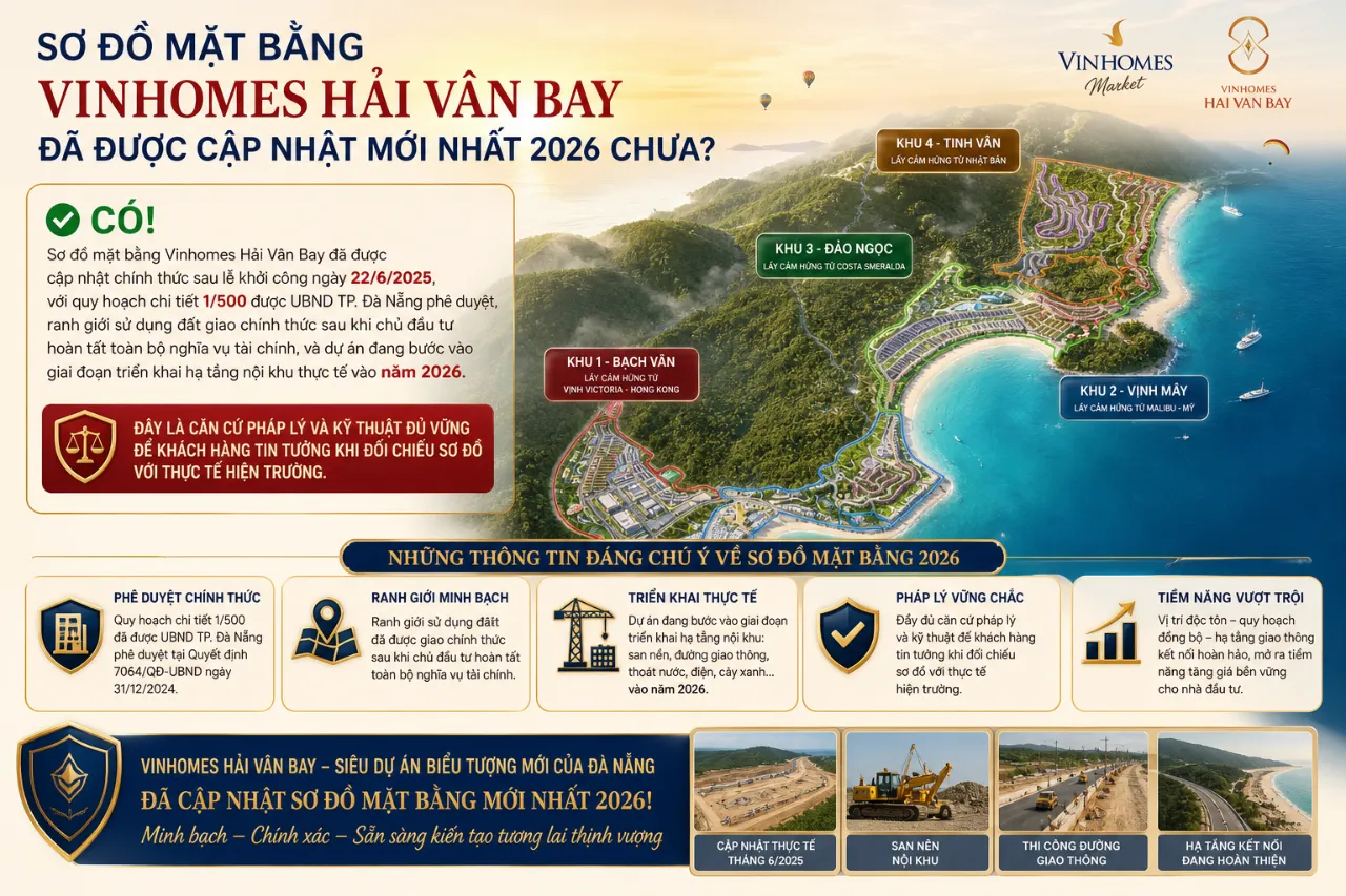 Sơ Đồ Mặt Bằng Vinhomes Hải Vân Bay Đã Được Cập Nhật Mới Nhất 2026 Chưa?