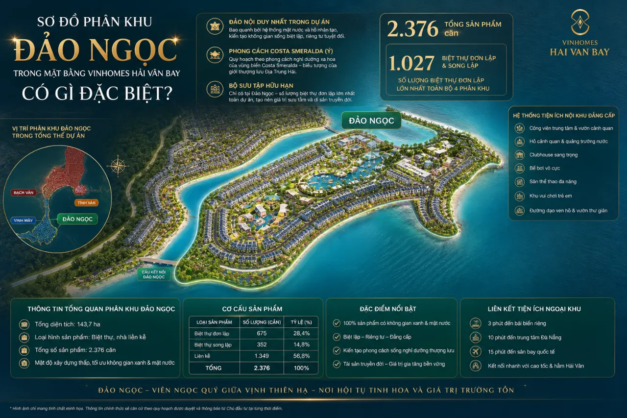 Sơ Đồ Phân Khu Đảo Ngọc Trong Mặt Bằng Vinhomes Hải Vân Bay Có Gì Đặc Biệt?