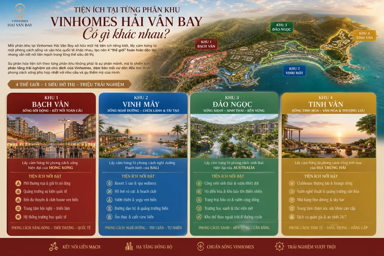 Tiện ích tại từng phân khu Vinhomes Hải Vân Bay có gì khác nhau?