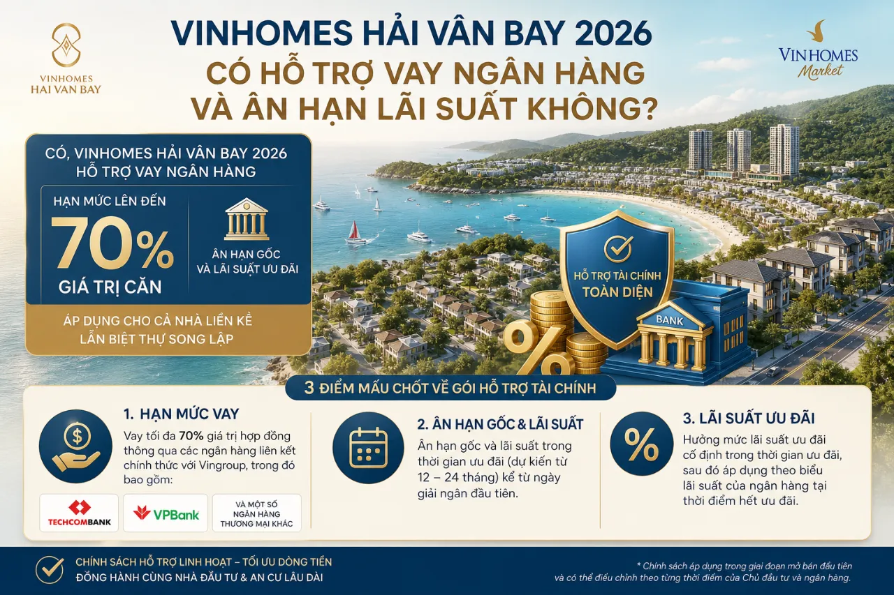 Vinhomes Hải Vân Bay 2026 Có Hỗ Trợ Vay Ngân Hàng Và Ân Hạn Lãi Suất Không?