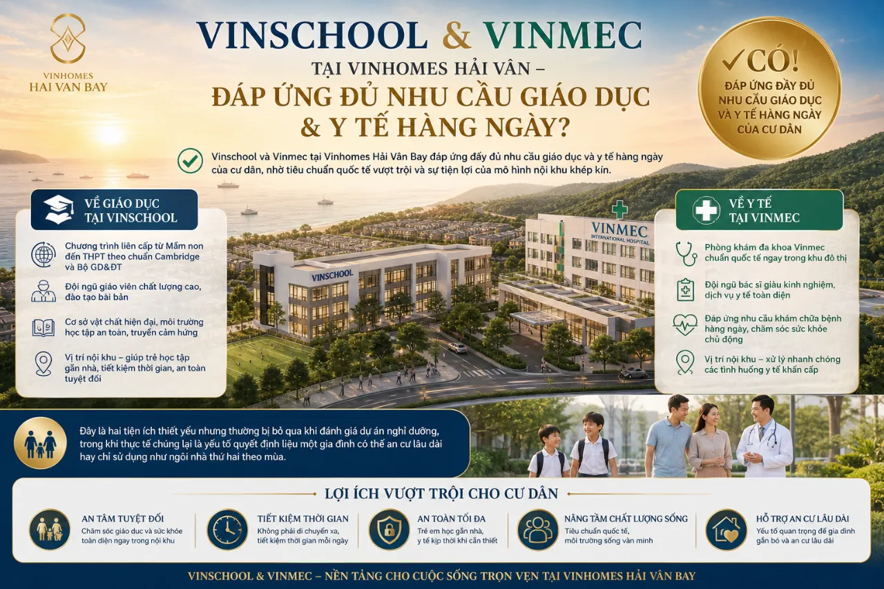 Vinschool và Vinmec tại Vinhomes Hải Vân có đáp ứng đủ nhu cầu giáo dục và y tế hàng ngày không?